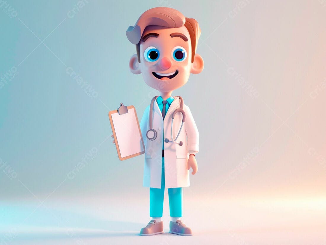 Médico Cartoon segurando prancheta