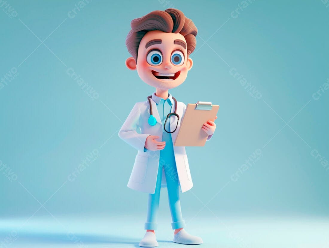 Médico Cartoon segurando prancheta