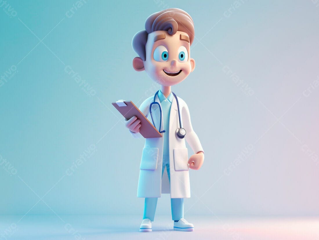 Médico Cartoon segurando prancheta
