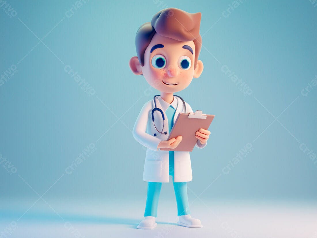 Médico Cartoon segurando prancheta
