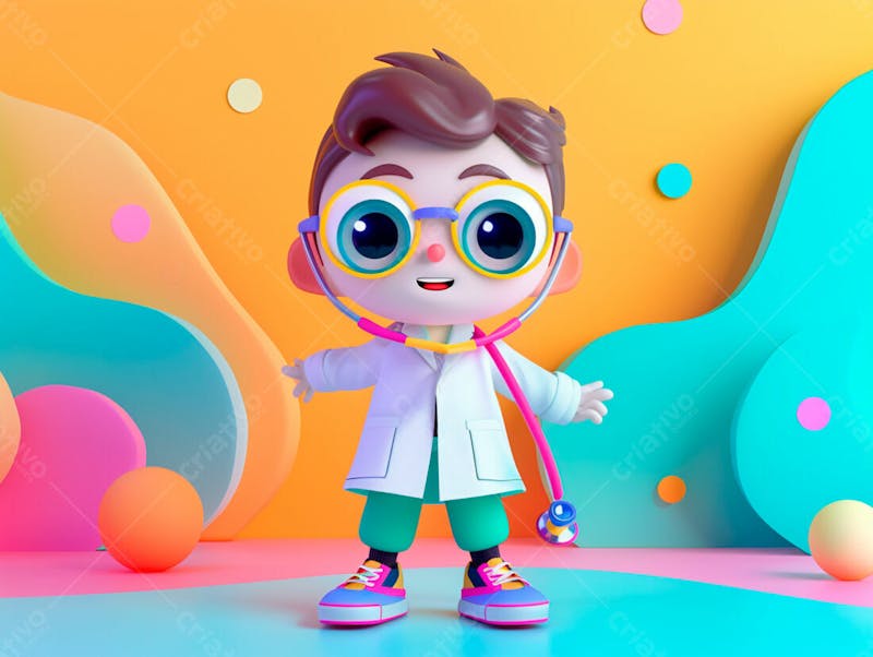 Jovem médico cartoon 3d 55