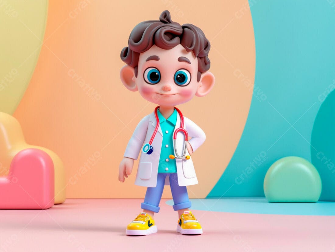Menino médico 3D estilo cartoon