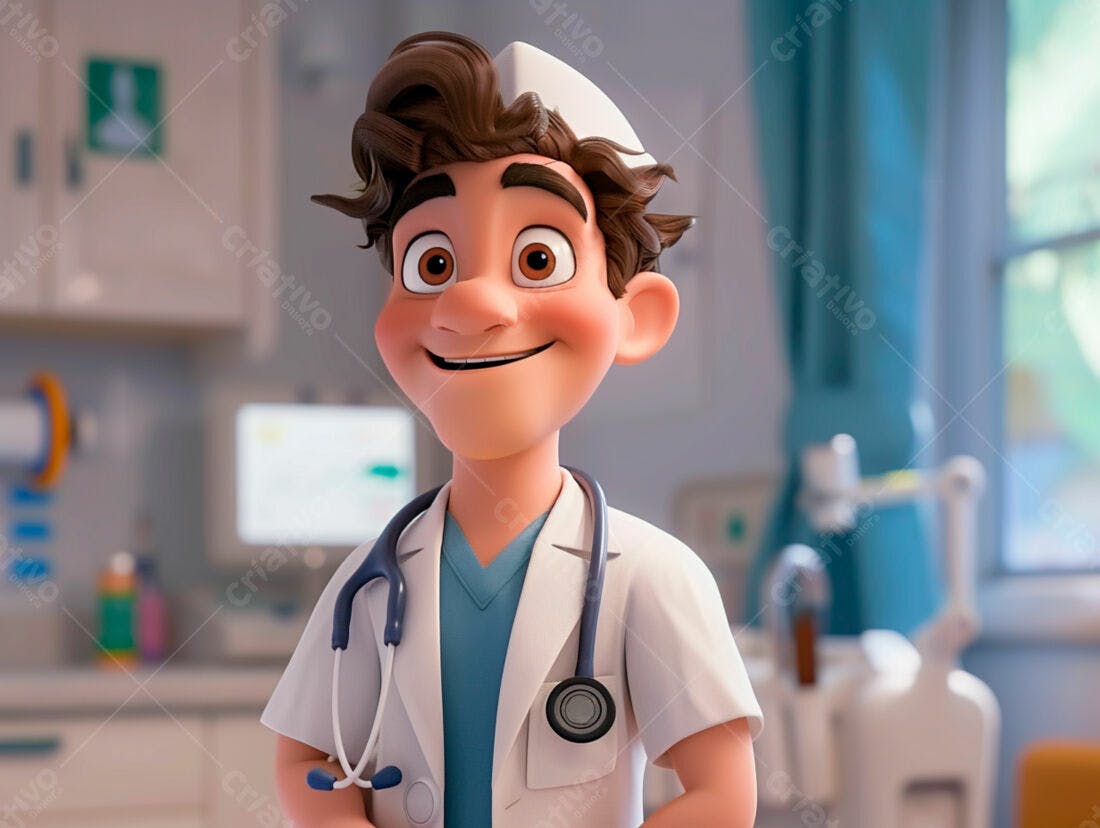 Médico desenho animado consultório médico