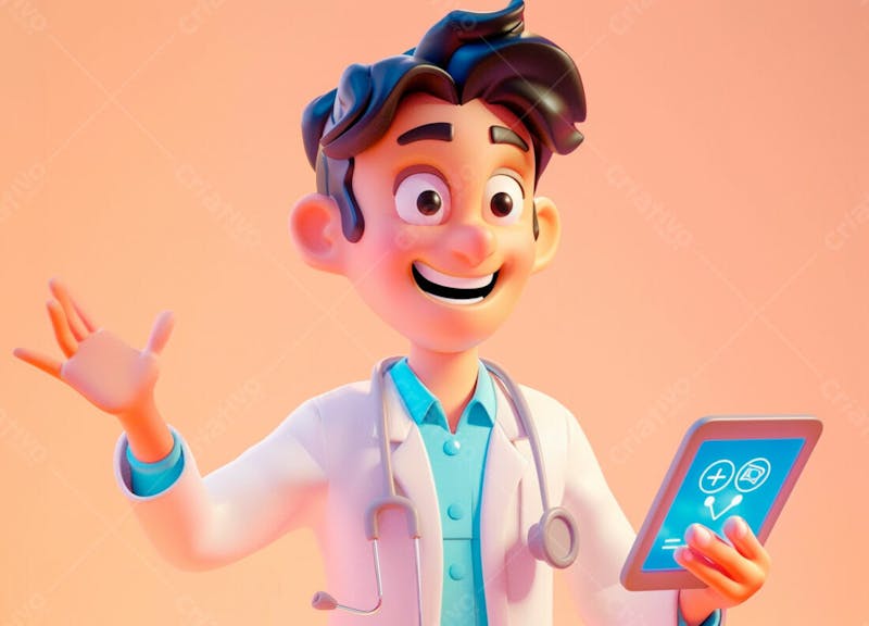 Jovem médico cartoon 3d 70