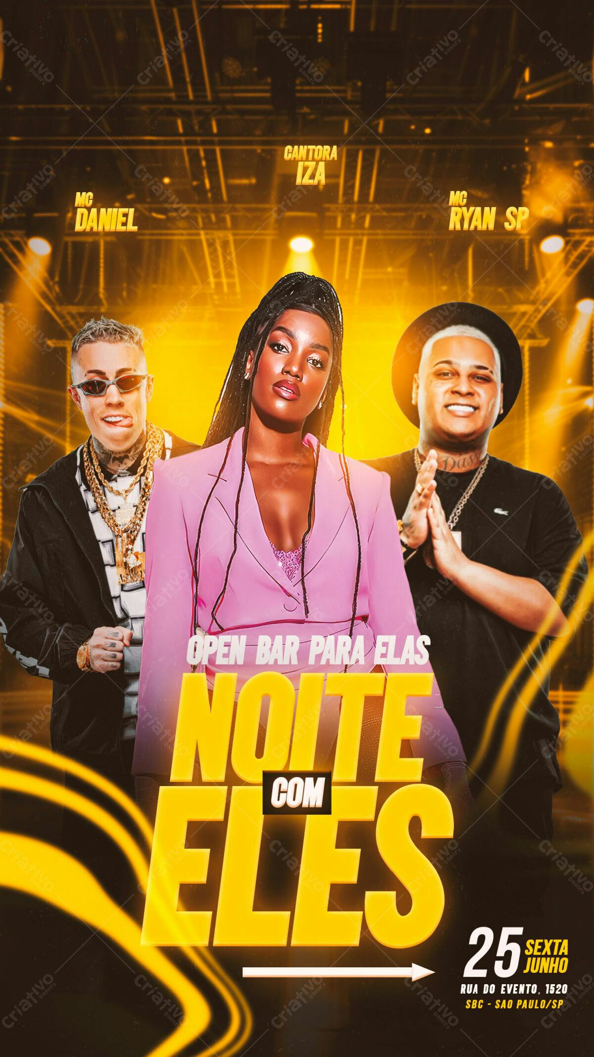 Flyer Festa com Iza, MC Daniel e Ryan SP PSD Editável