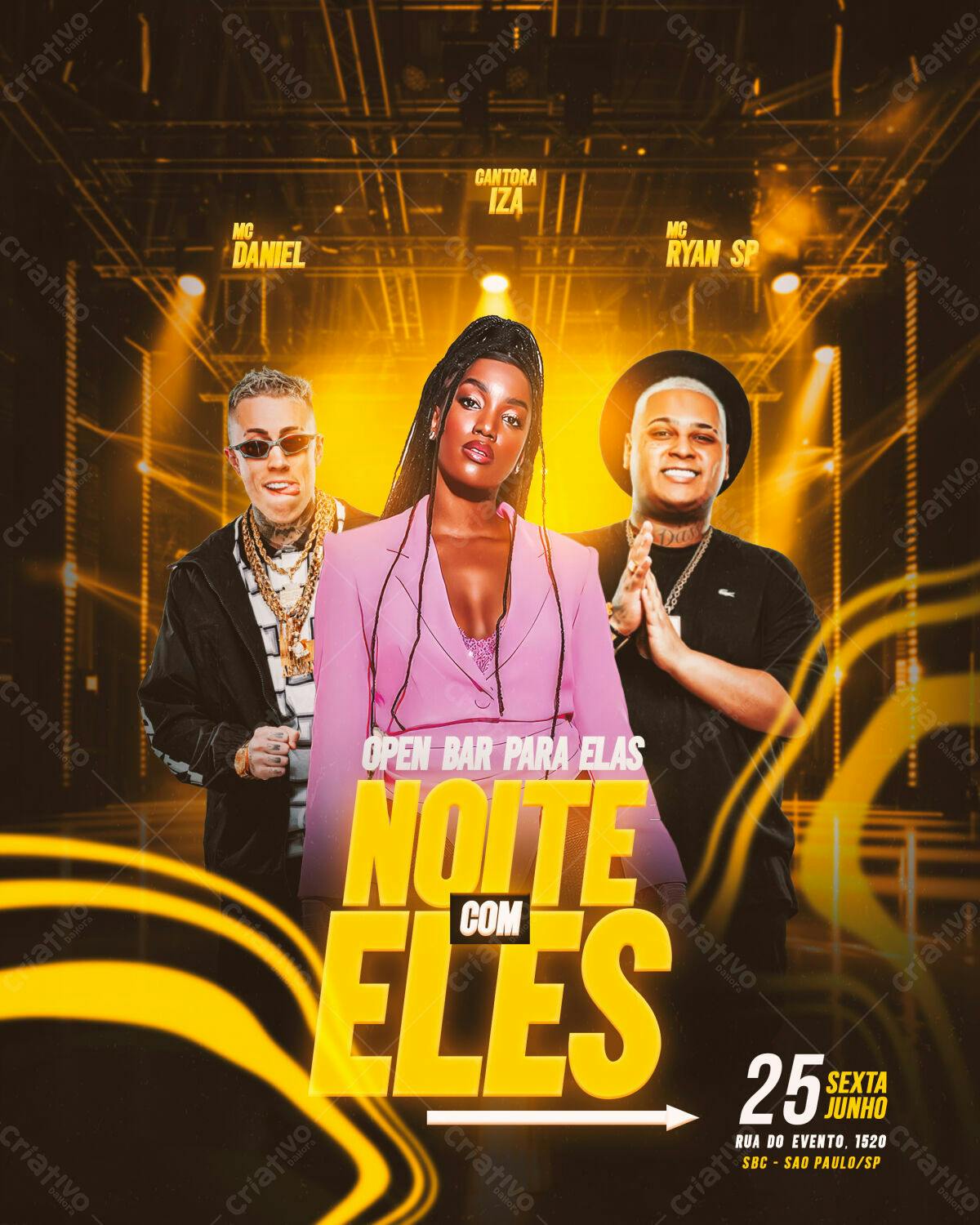 Flyer Festa com Iza, MC Ryan SP e MC Daniel PSD Editável