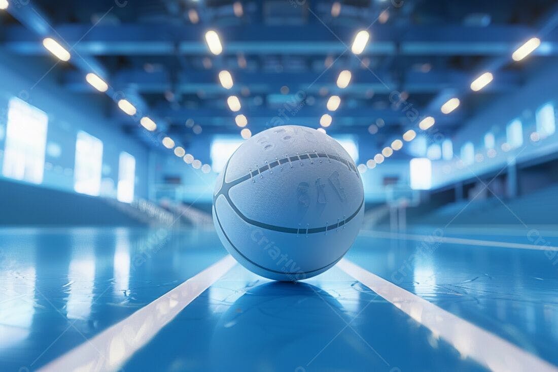 Bola de Handebol em Quadra Azul