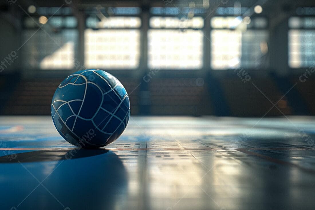 Bola de Futevôlei em quadra azul