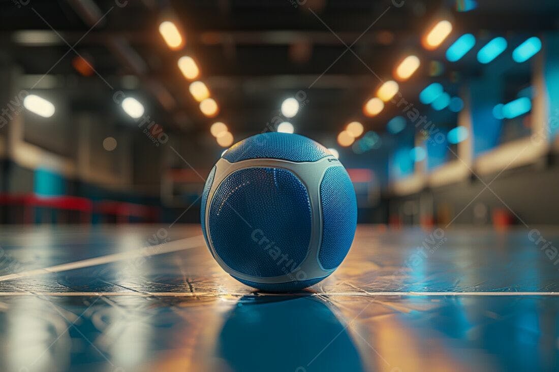 Bola medicinal azul em academia