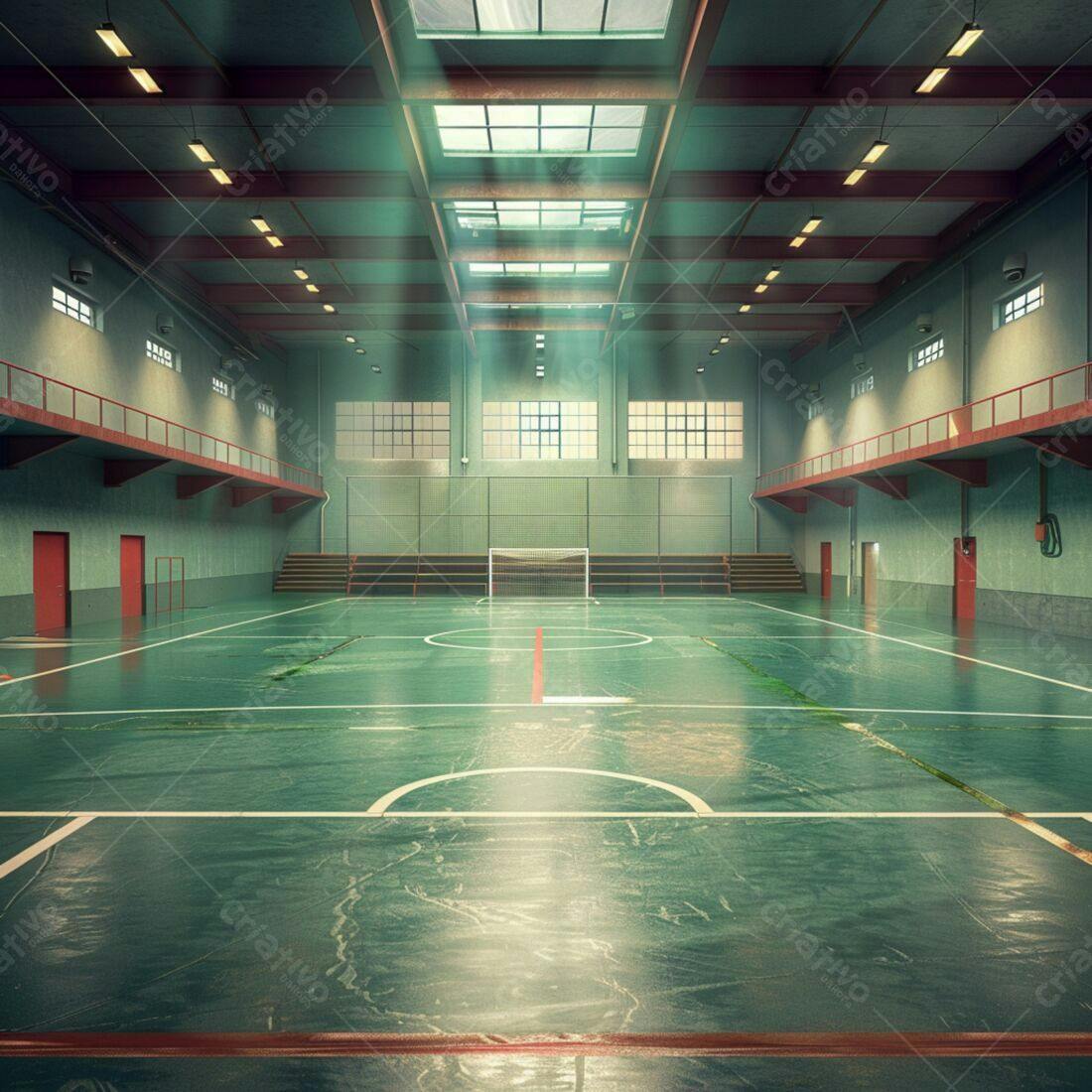 Quadra de esportes antiga e vazia
