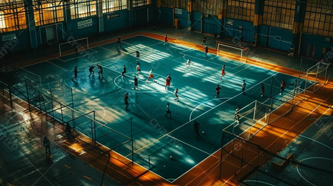 Jogo de Futevôlei em quadra coberta