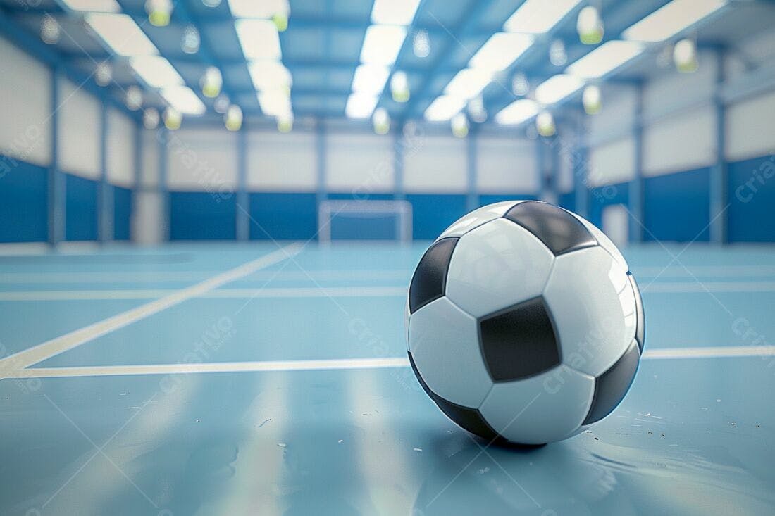Bola de futebol em quadra azul