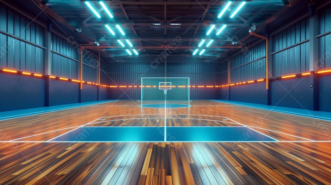 Quadra de Basquete Neon Noturna