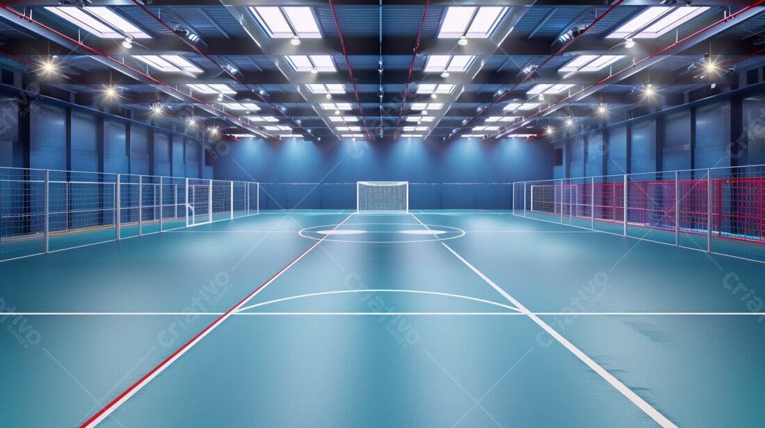 Quadra de futsal azul moderna
