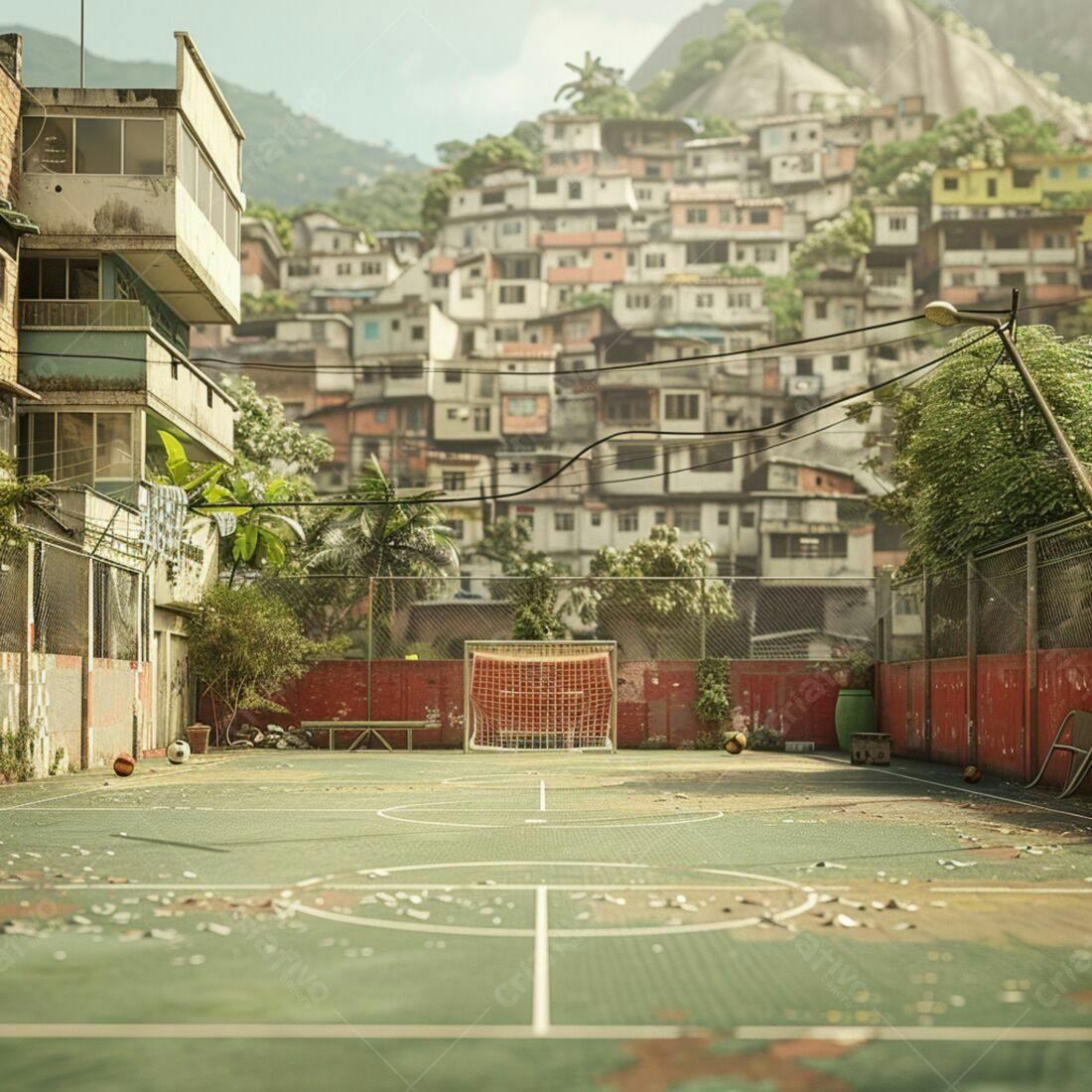 Campo de futebol favela brasileira