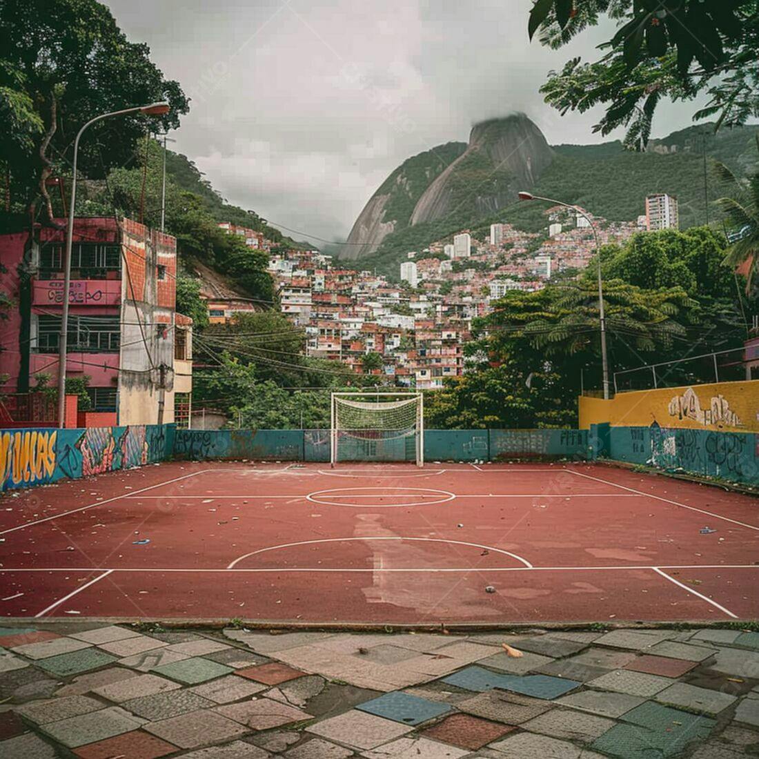 Campo de futebol em favela carioca