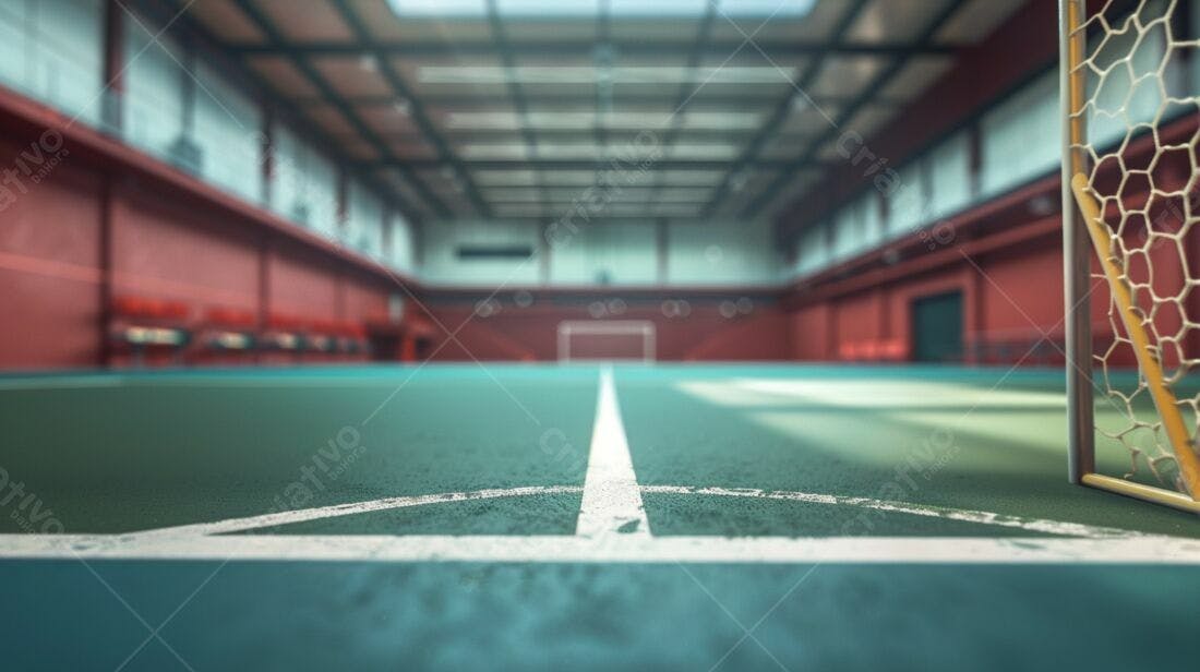 Quadra de futsal verde e vermelha