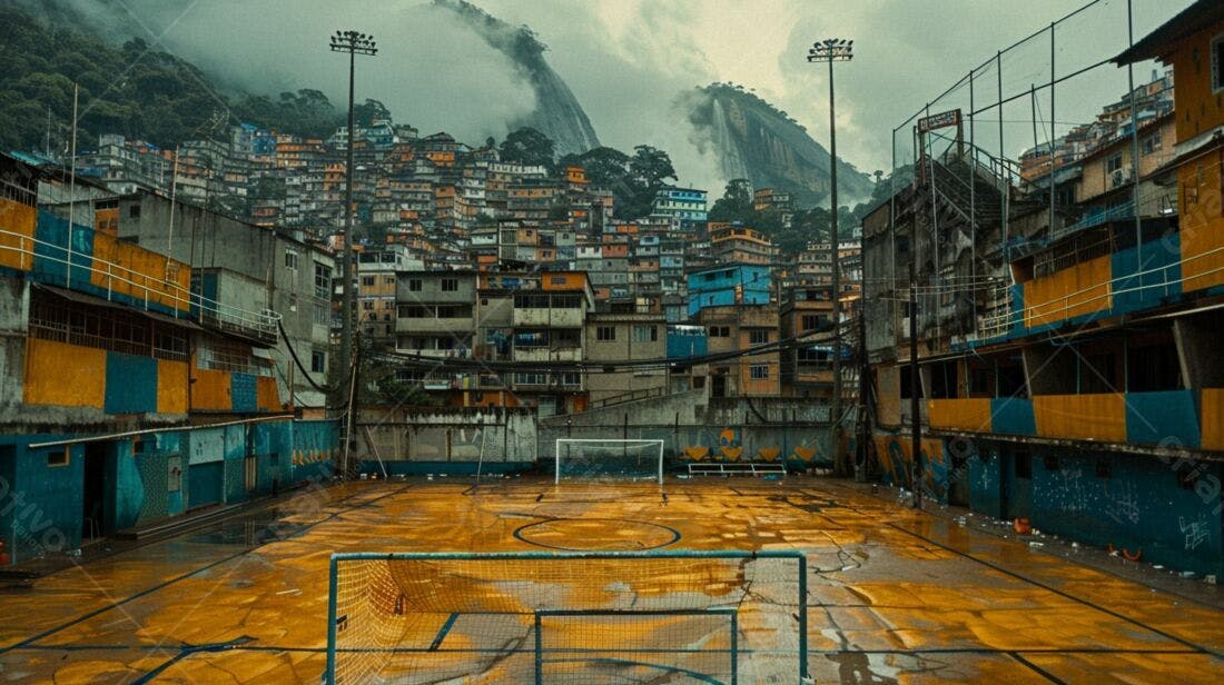 Campo de futebol favela brasileira