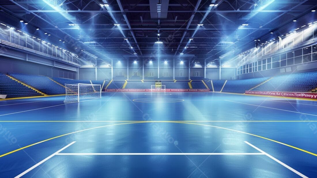 Quadra de futsal iluminada estádio