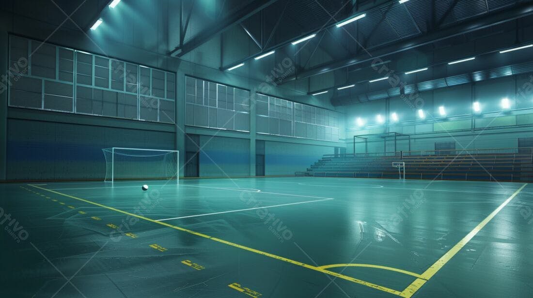 Quadra de Futsal Vazia Iluminada