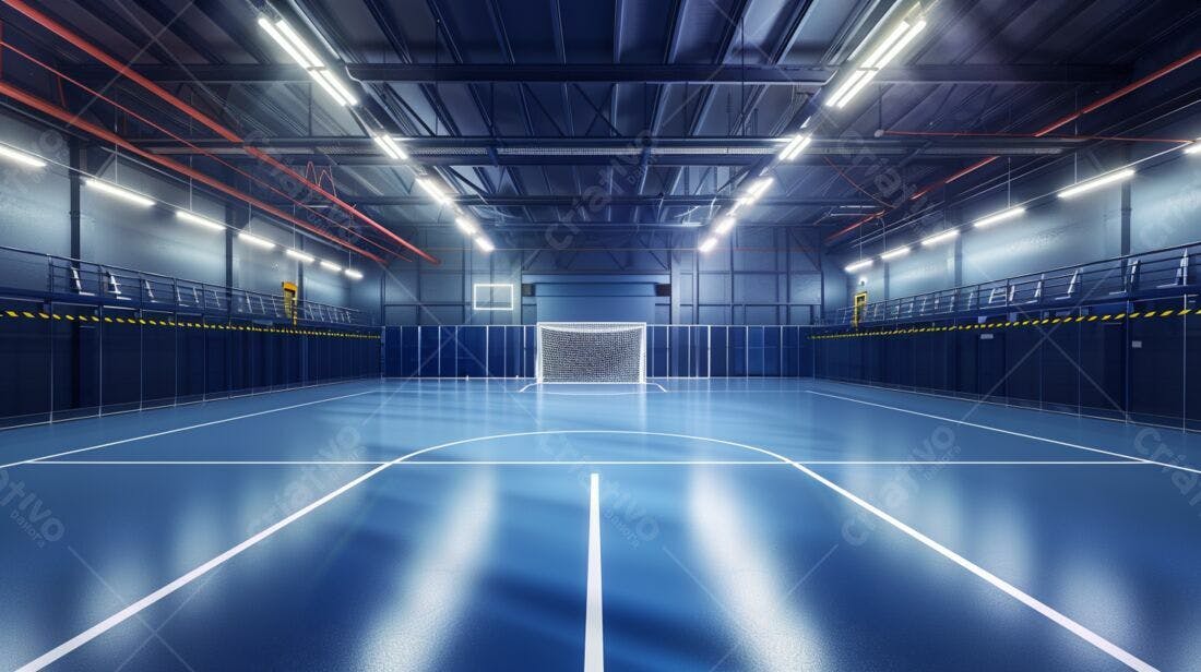 Quadra de futsal azul moderna