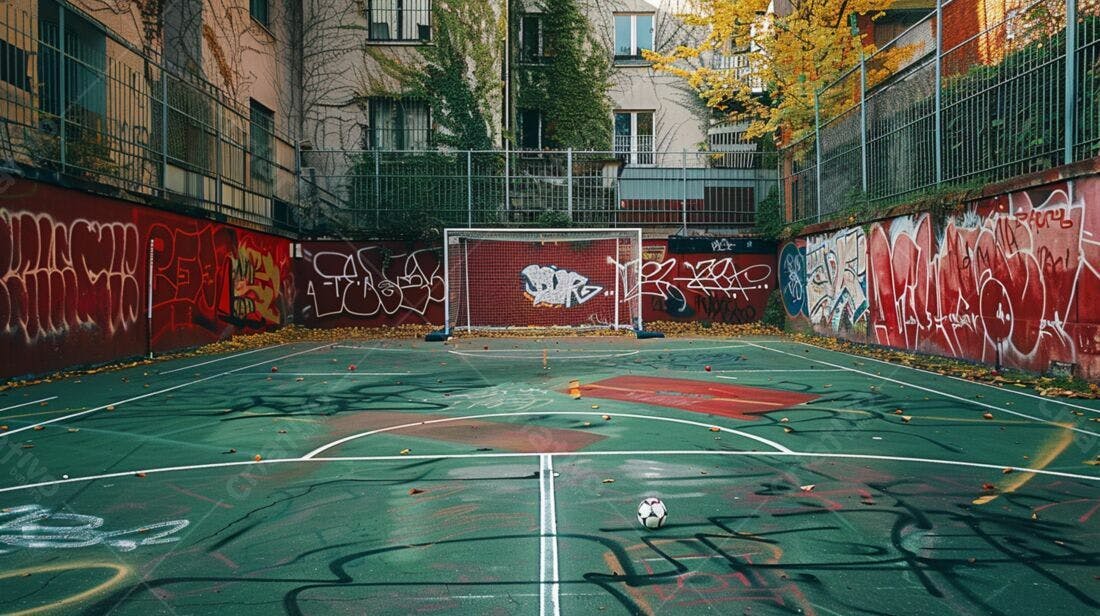 Campo de futebol com grafites outono