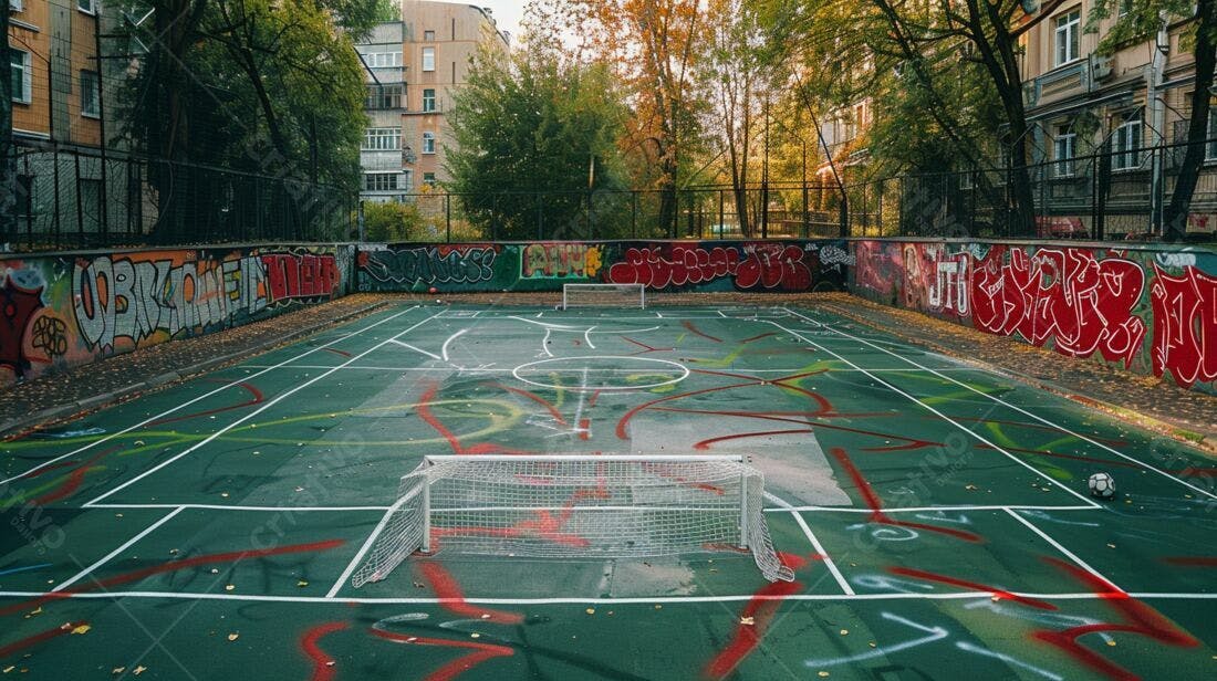 Campo de futebol com grafites outono