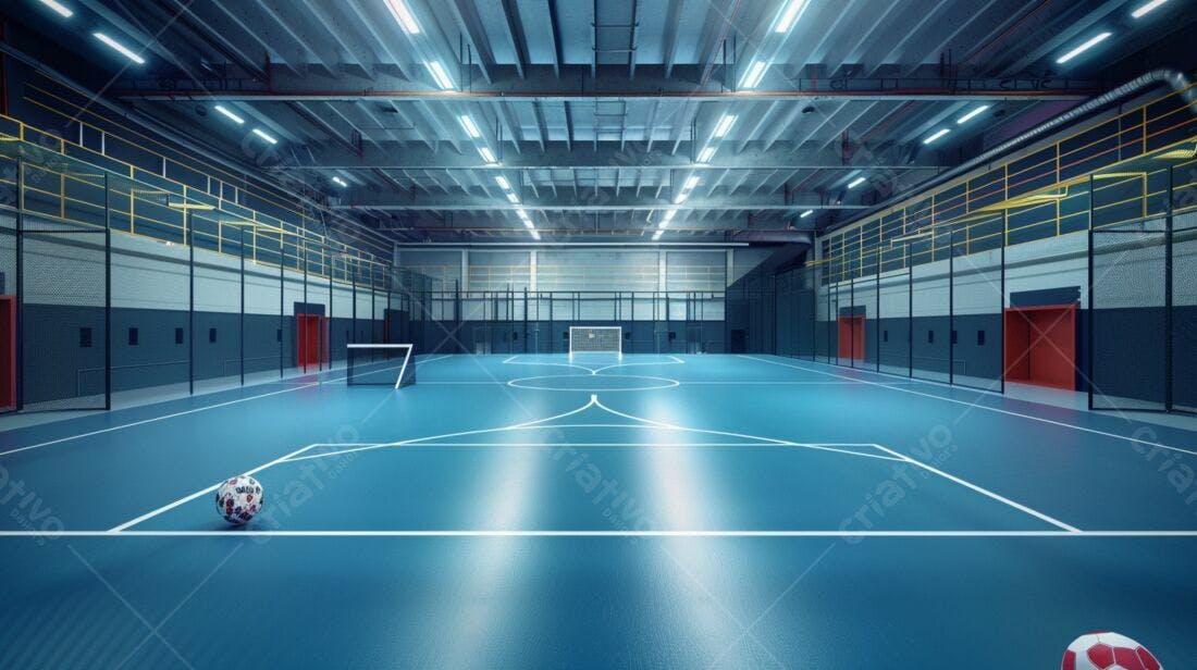 Quadra de futsal moderna azul
