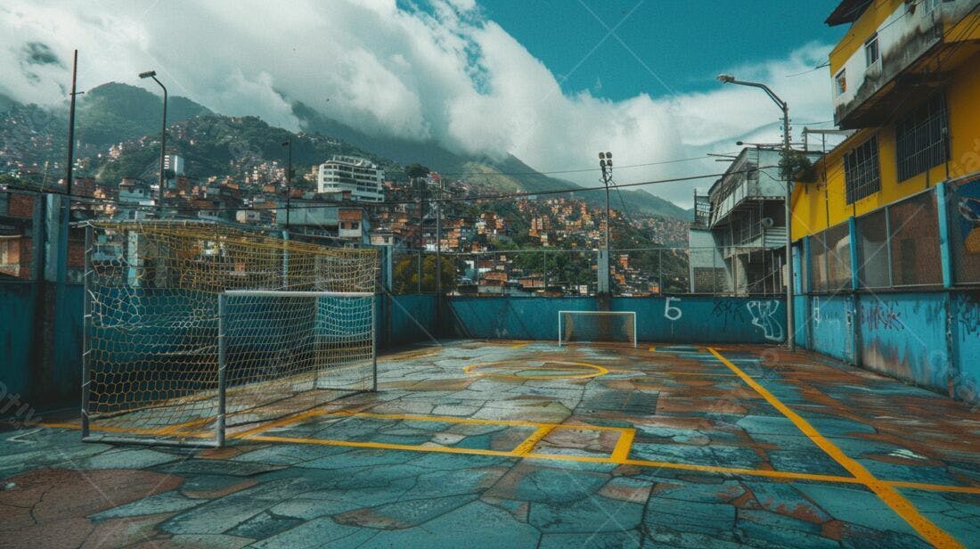 Campo de futebol improvisado em favela