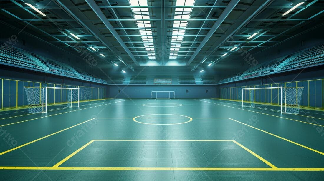 Quadra de futsal moderna e vazia