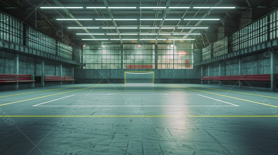 Quadra esportiva indoor futurista