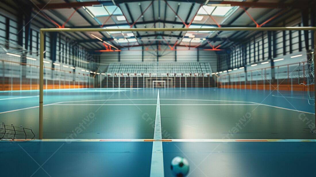 Bola de futebol em quadra indoor