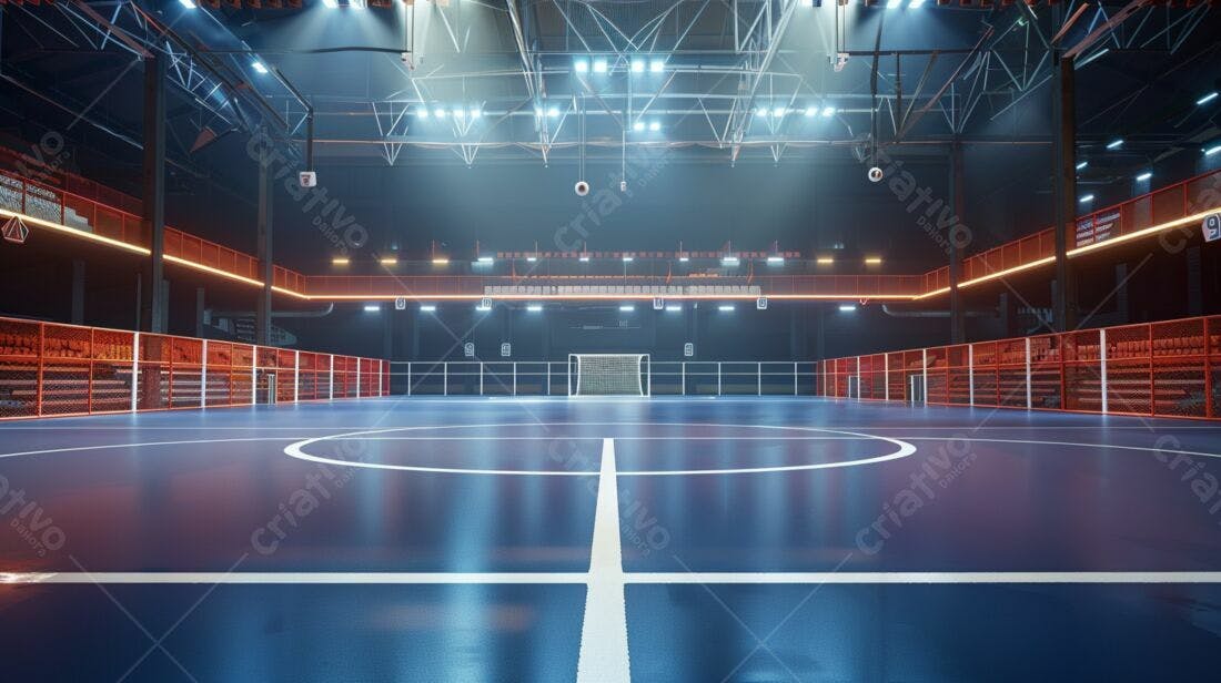 Quadra de futsal moderna iluminada