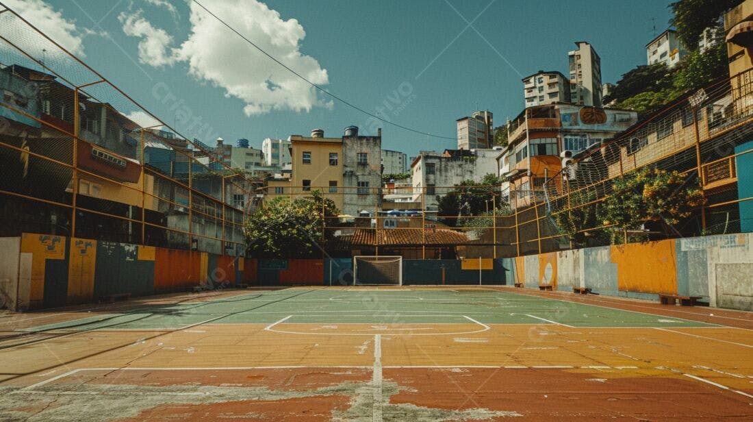 Quadra esportiva em comunidade urbana