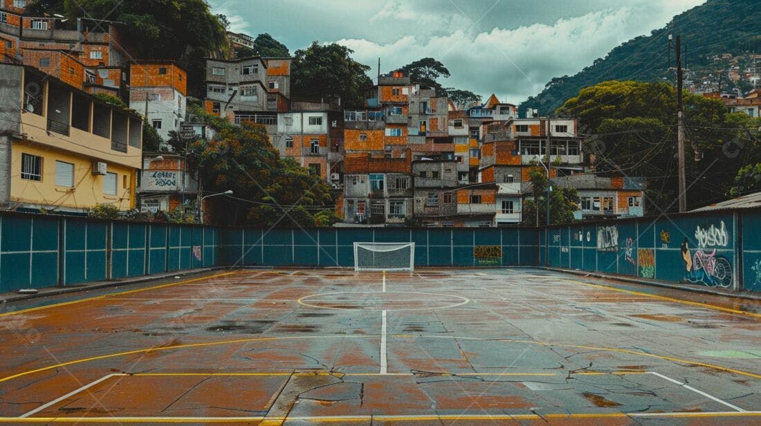 Campo de futebol favela brasileira