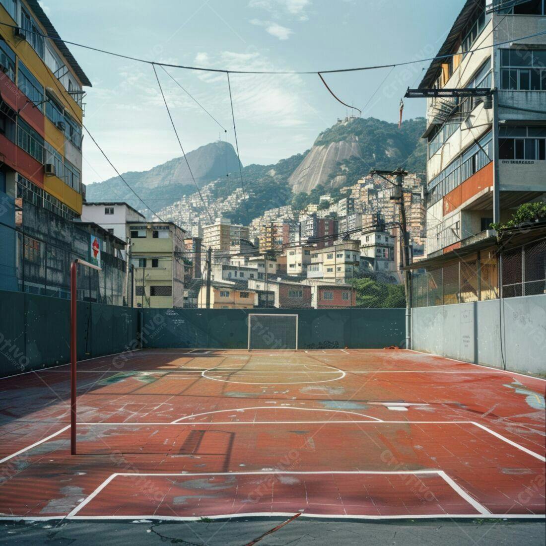 Quadra de esportes em favela carioca