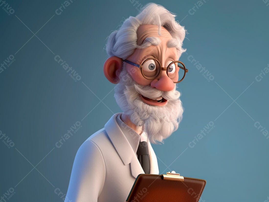 Professor animado com prancheta sorriso
