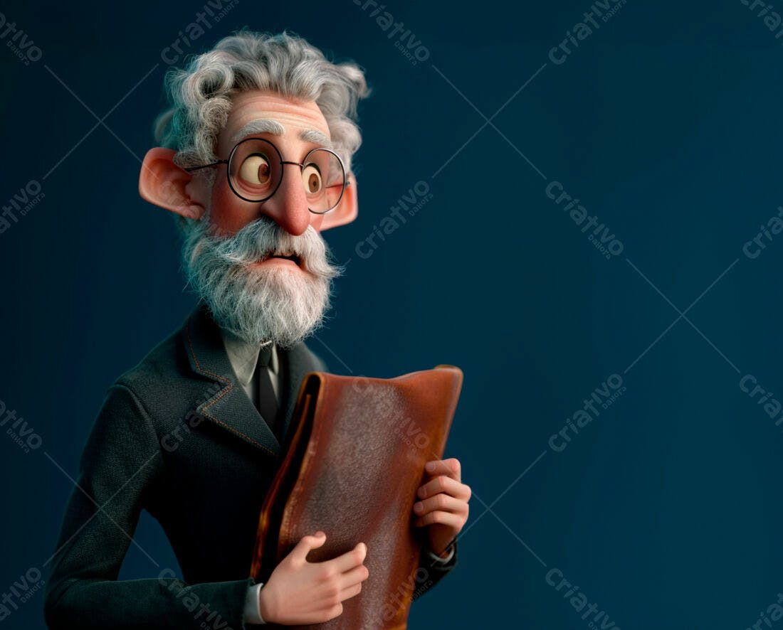 Professor idoso com maleta marrom