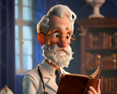 Médico Idoso Em Formato Cartoon 3D 11