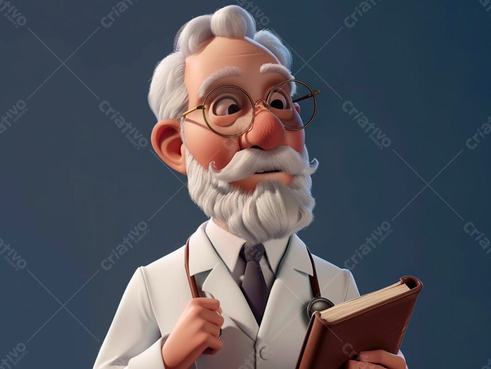 Médico Idoso Em Formato Cartoon 3D 20