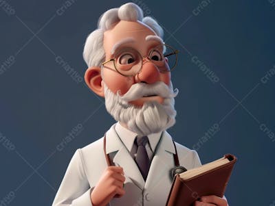 Médico Idoso Em Formato Cartoon 3D 20