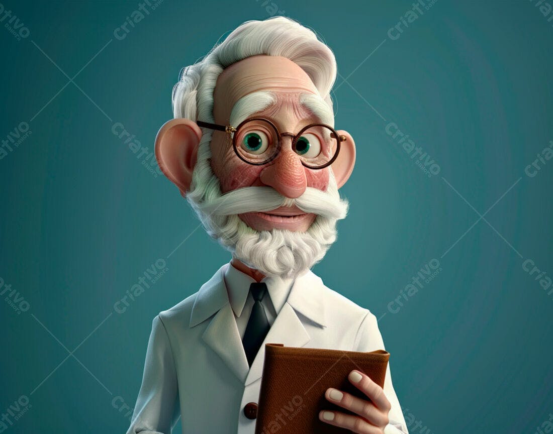 Professor idoso animado com livro