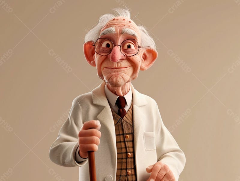Médico idoso em formato cartoon 3d 29