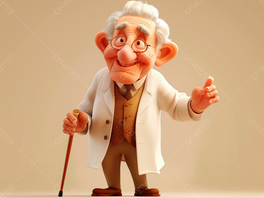 Ilustração de Médico Idoso Alegre