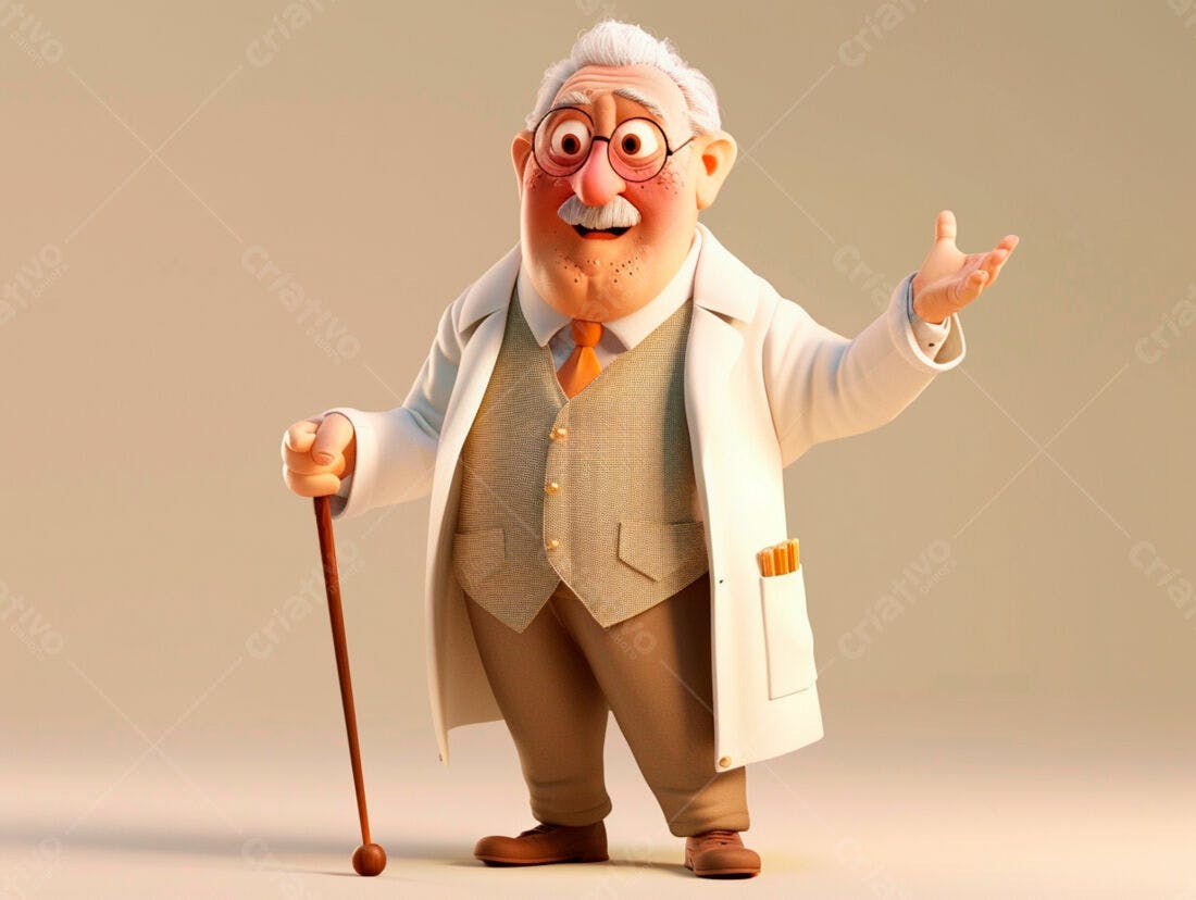 Ilustração Médico Idoso Acolhedor