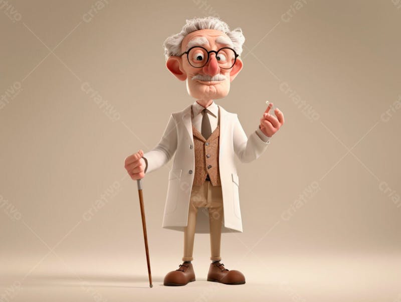 Médico idoso em formato cartoon 3d 43