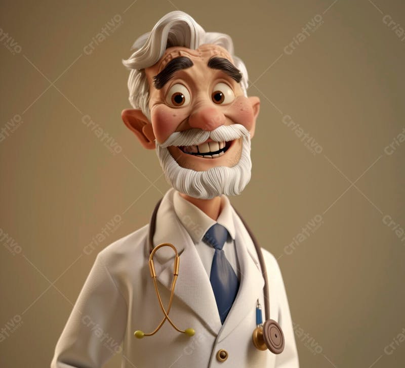 Médico idoso em formato cartoon 3d 46