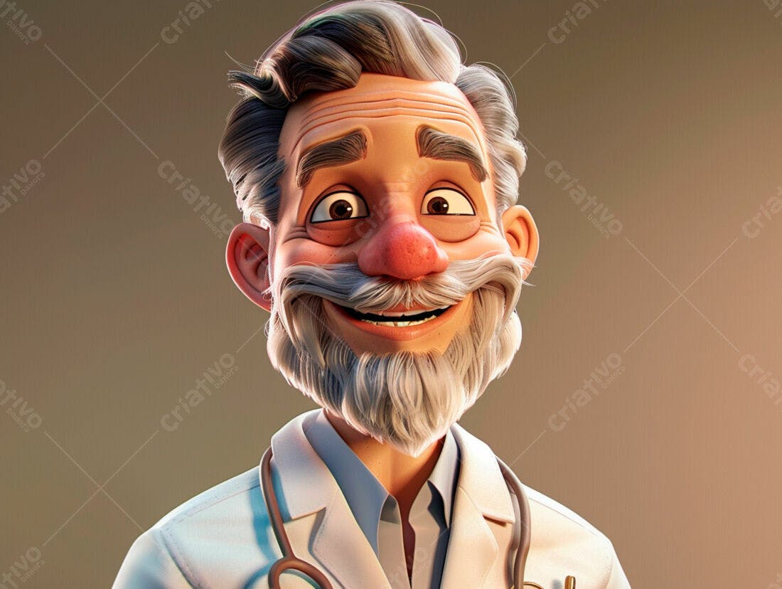 Médico animado alegre em fundo neutro