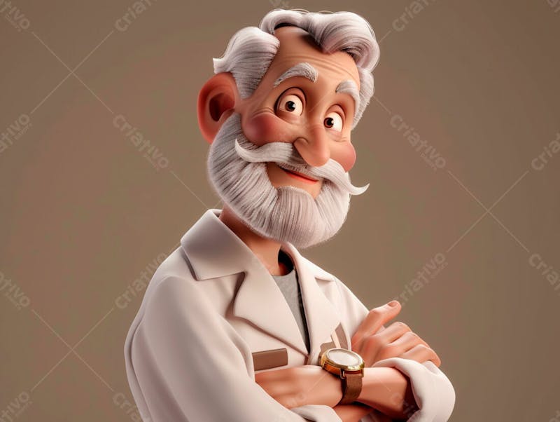 Médico idoso em formato cartoon 3d 50