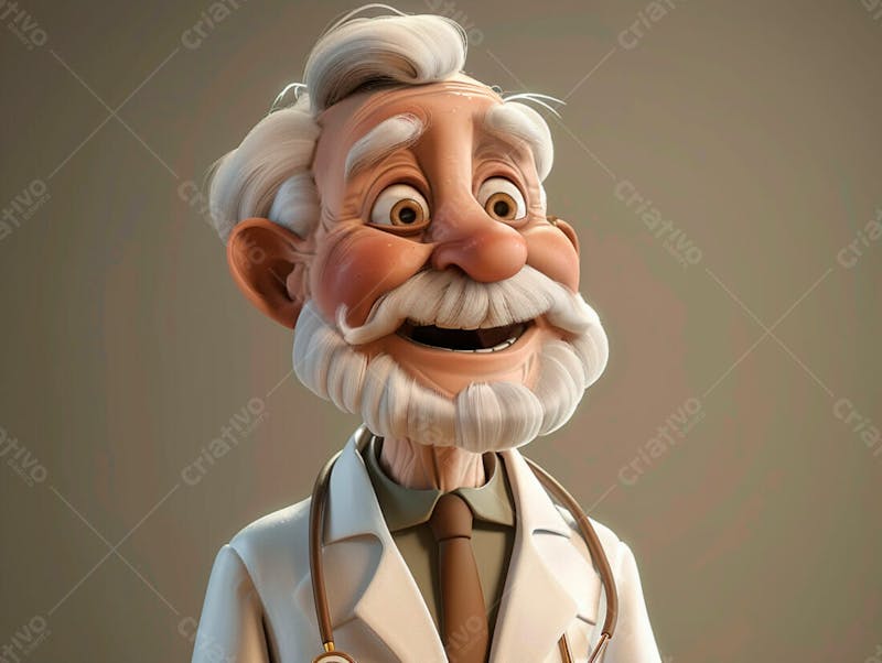 Médico idoso em formato cartoon 3d 51